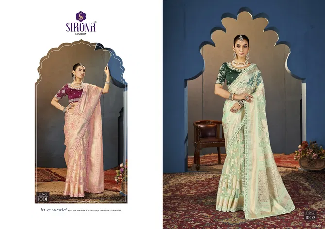 Zuric By Sirona Organza Designer Party Wear Sarees Wholesale Market In Surat